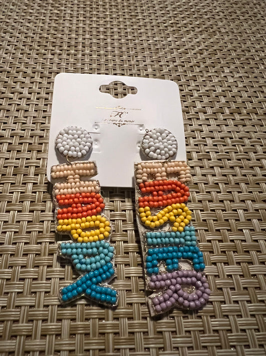 Beaded Happy Easter Earrings