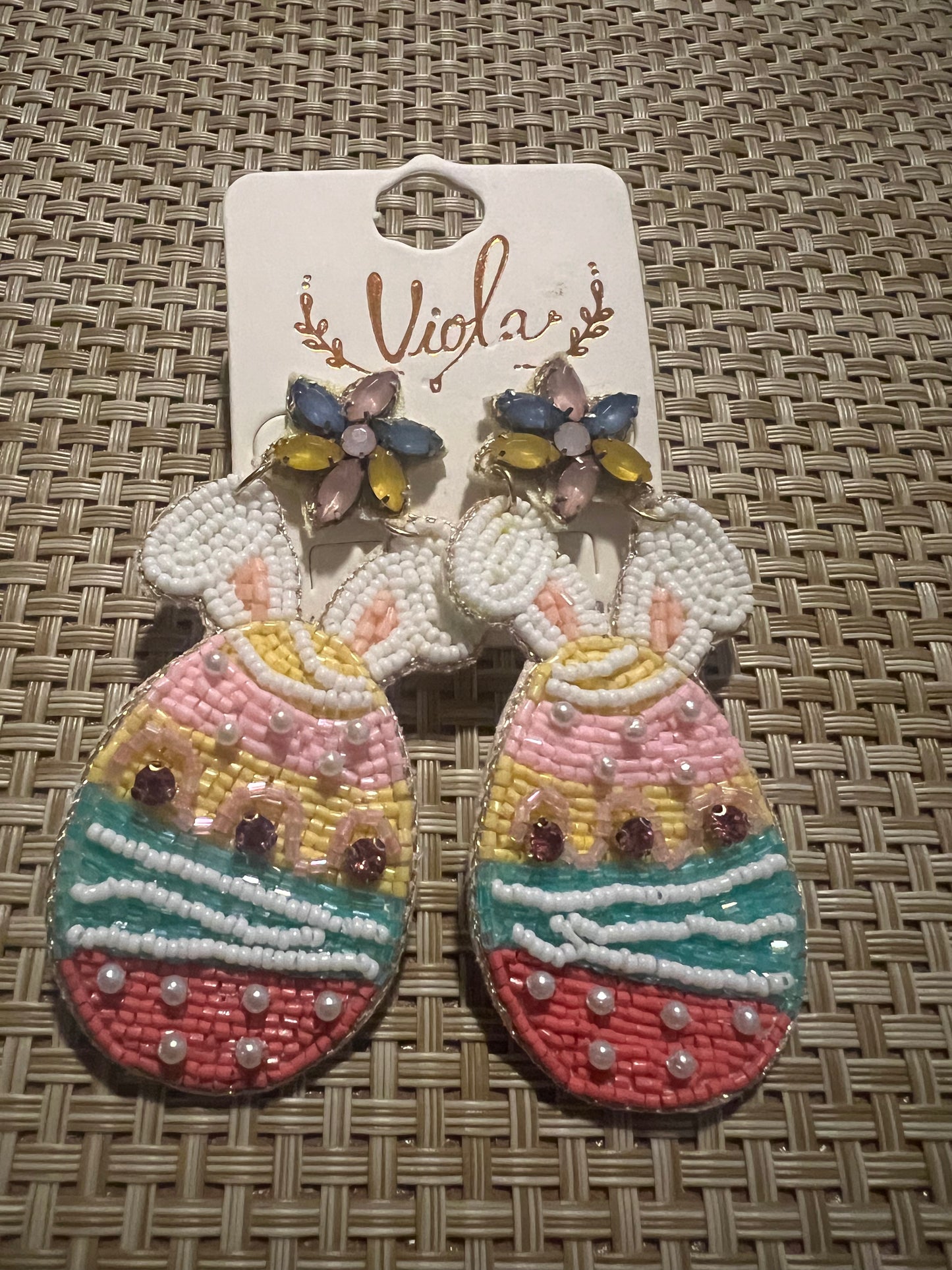 Beaded Bunny Easter Egg Dangles