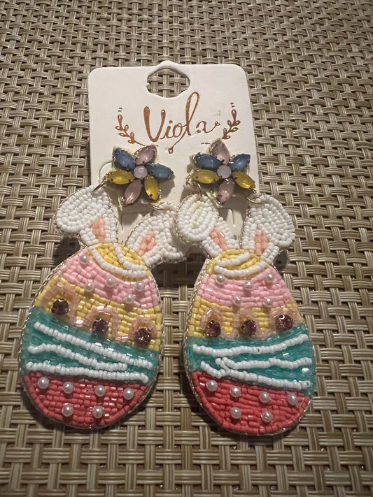 Beaded Bunny Easter Egg Dangles