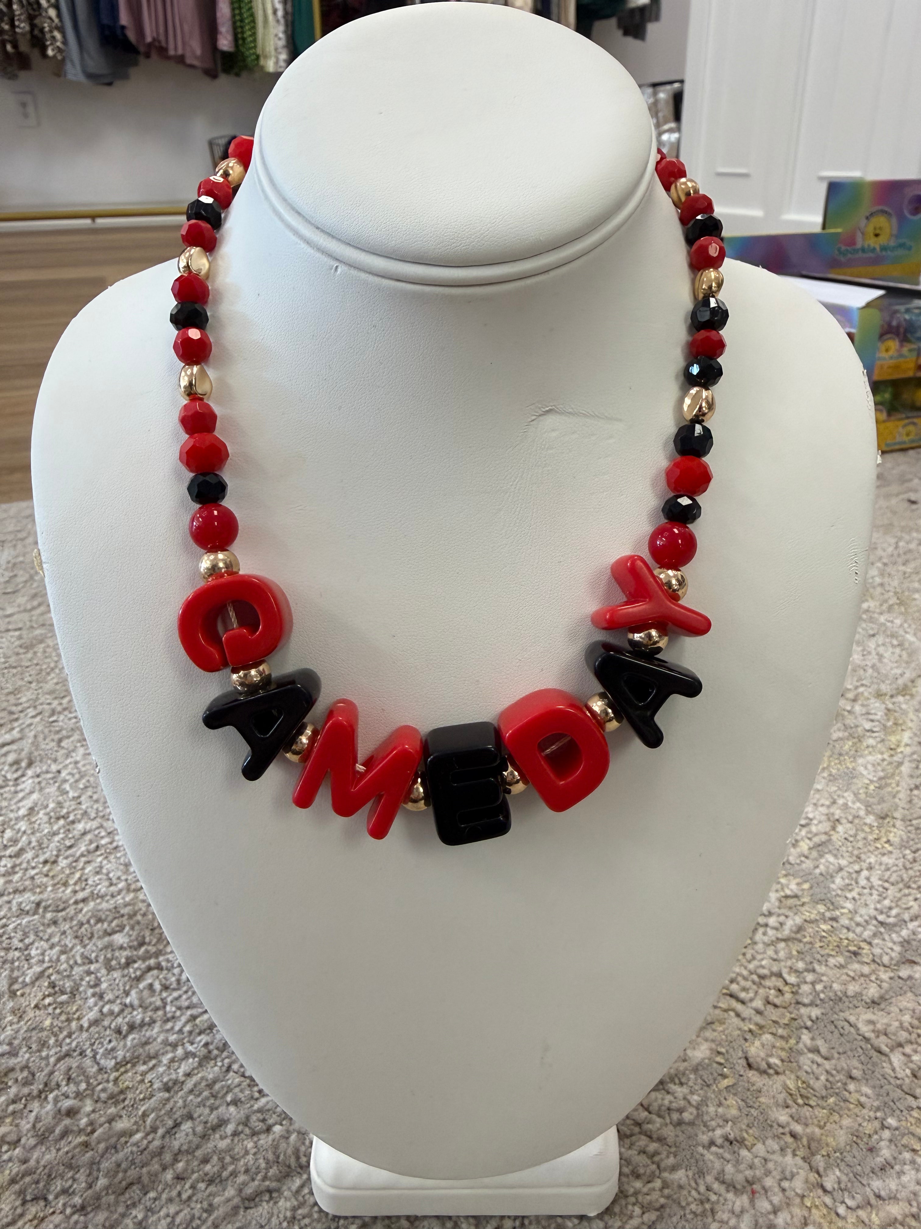 GAMEDAY Bubble letter beaded necklace