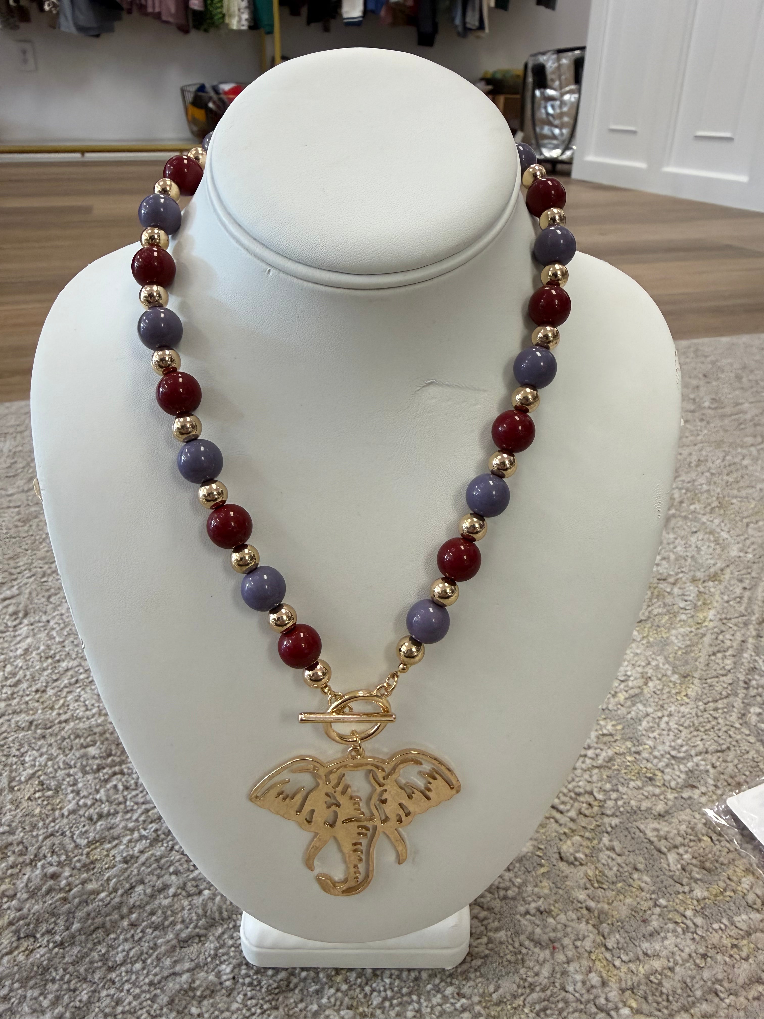 Beaded elephant necklace