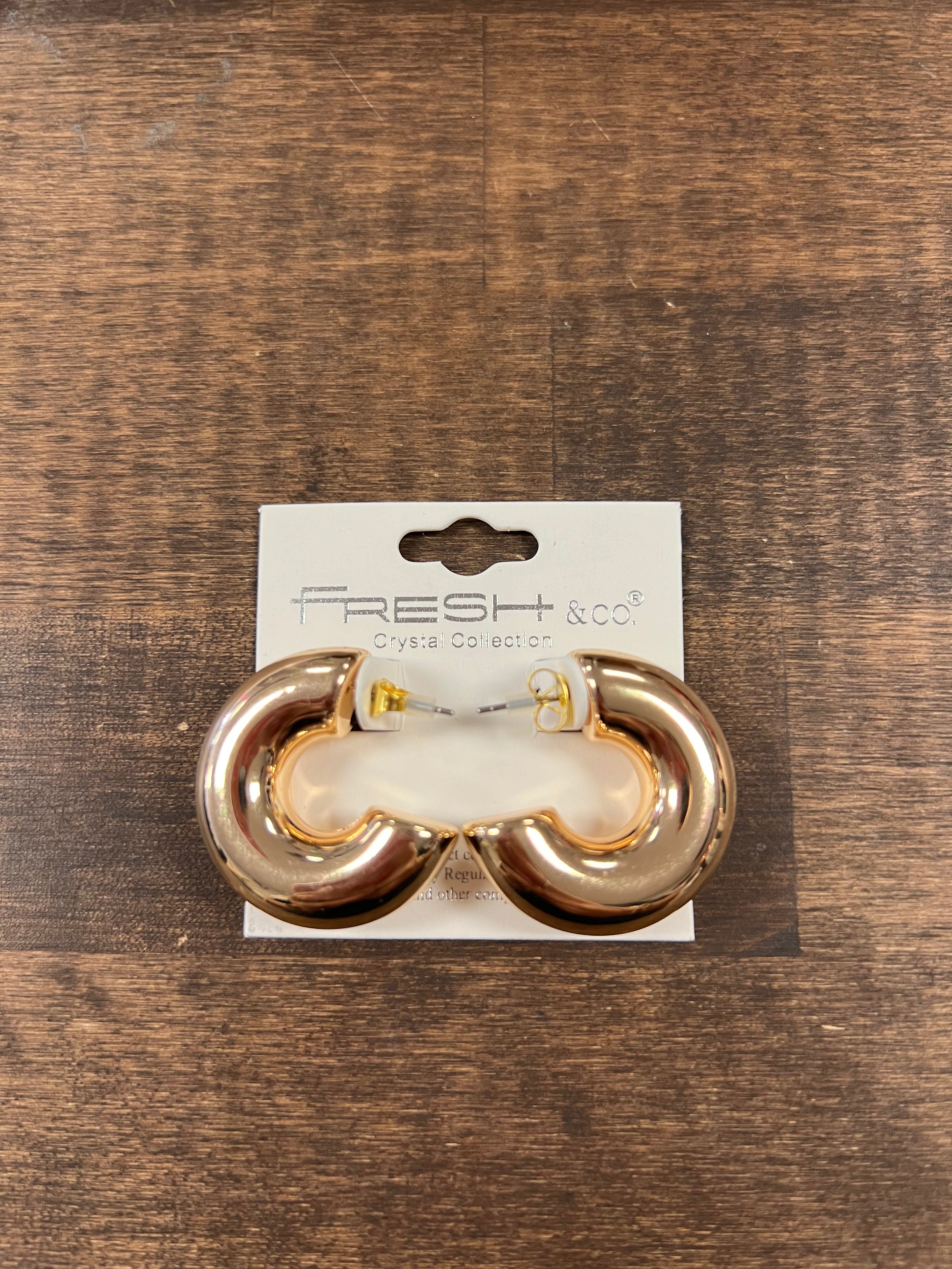 Small chunky gold hoop earrings
