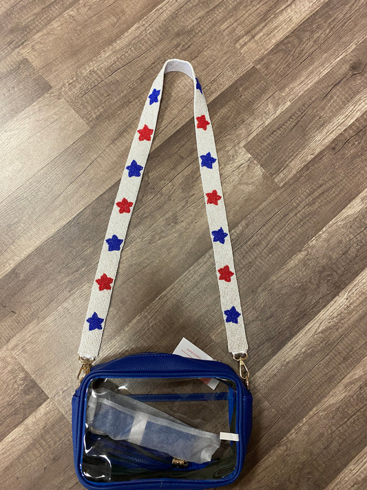 Red/White/Blue Star Beaded Strap Clear Bag