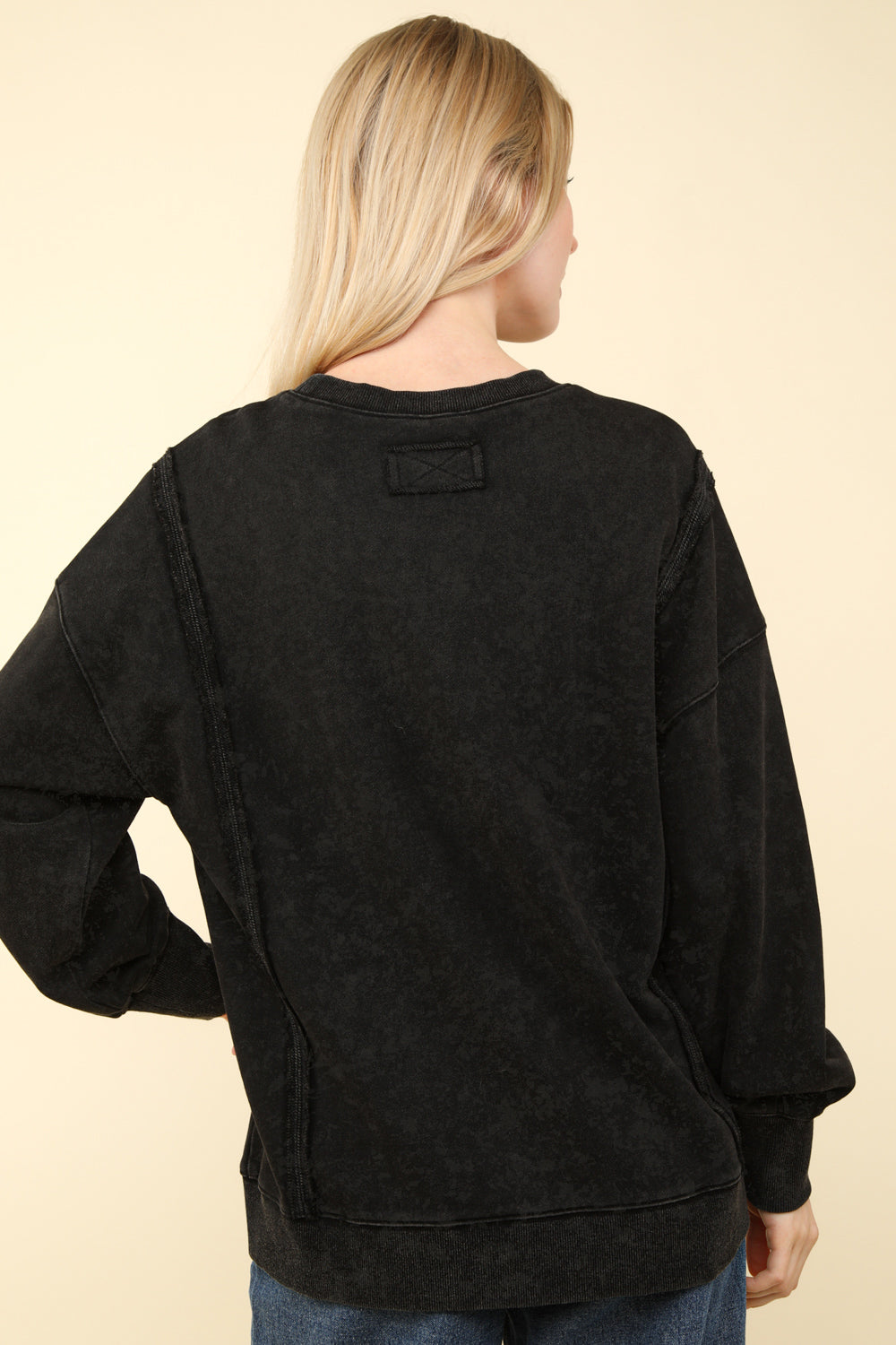 Mineral Washed French Terry Oversized Knit Top