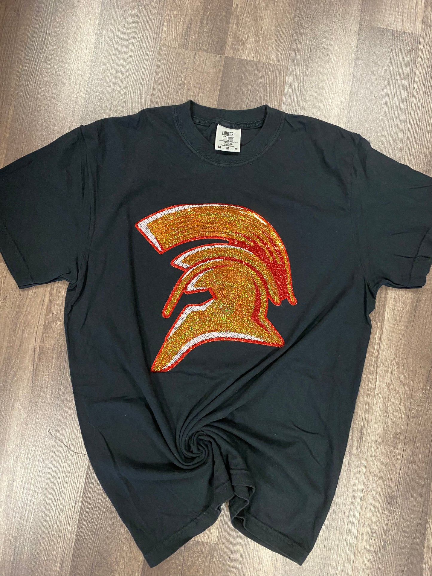 Spartan Mascot Chenille Patch Embroidered Tee