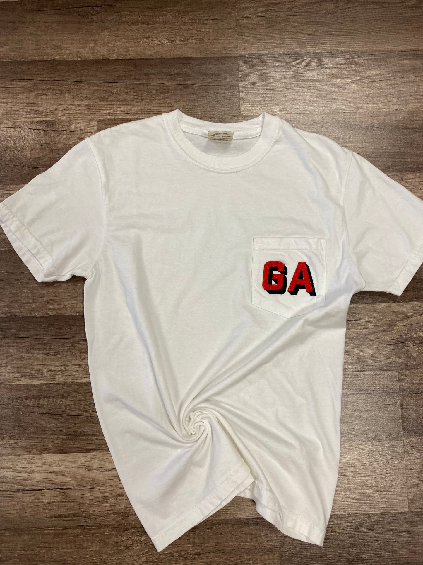 Georgia Embroided Pocket Tee on White