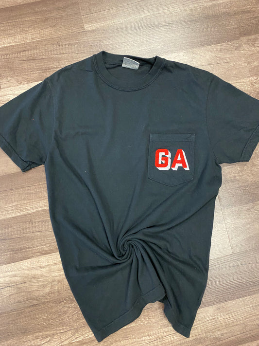 Georgia Embroided Pocket Tee on Black