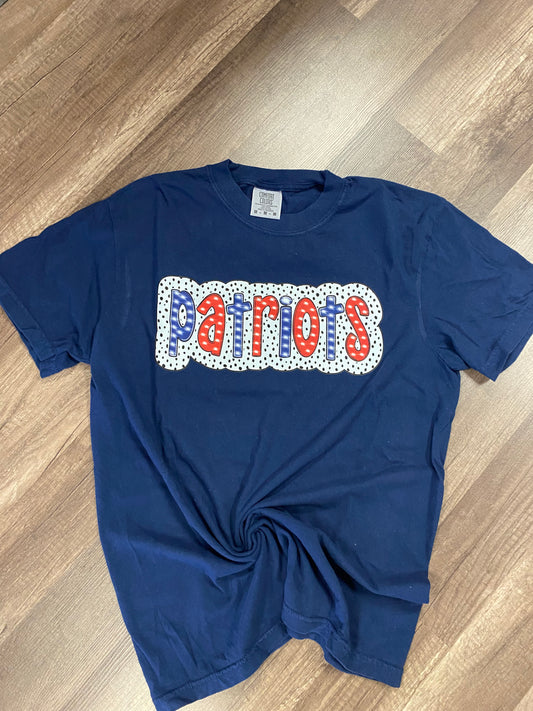 Patriots Polka Dot on Navy Tee