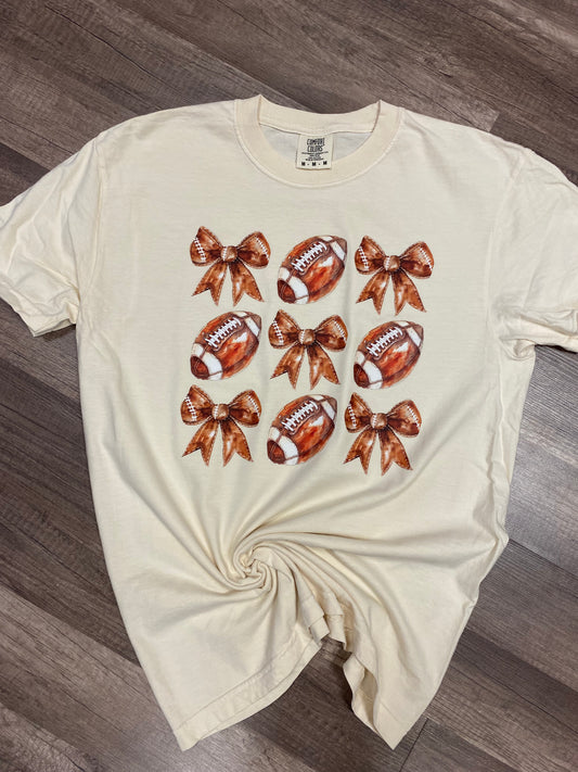 Footballs and Bows Collage Tee