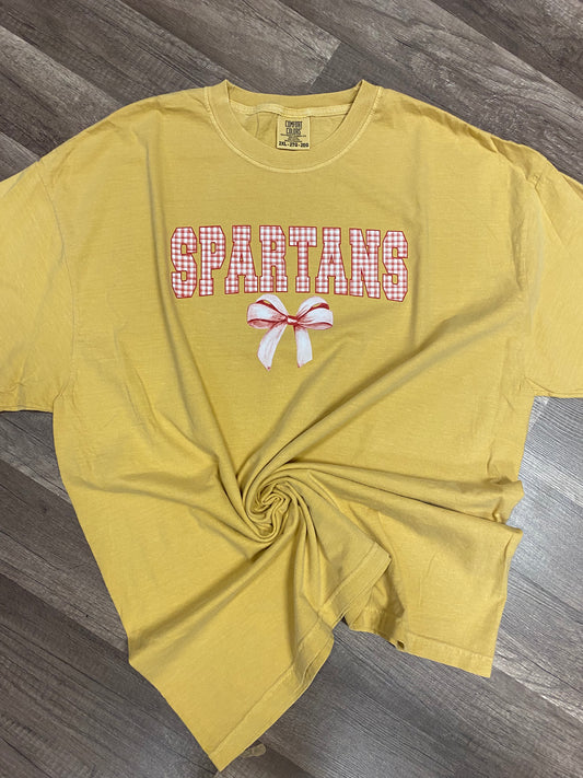 Spartans Plaid Bow Tee