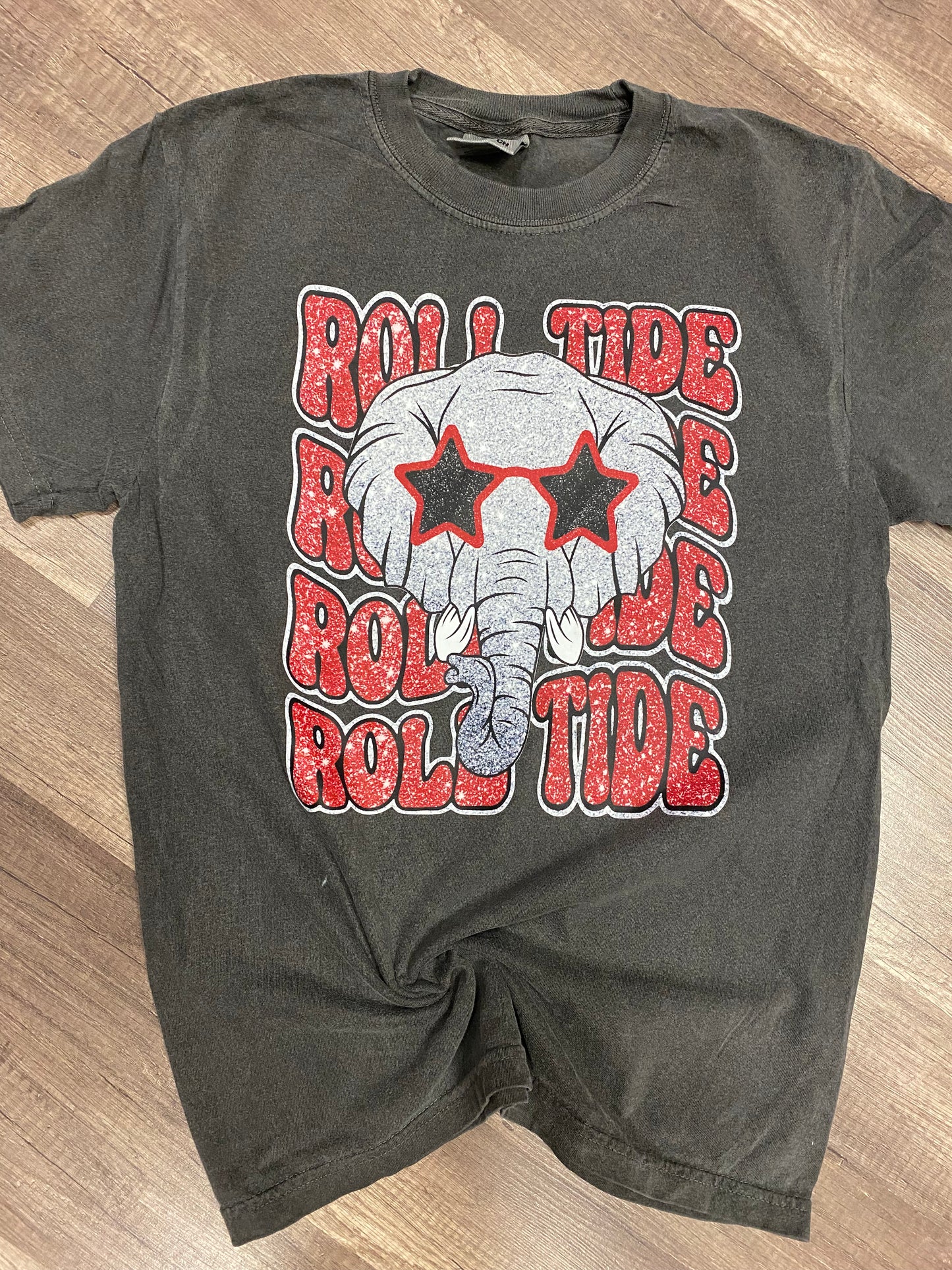 Faux Glitter Roll Tide Stacked Tee