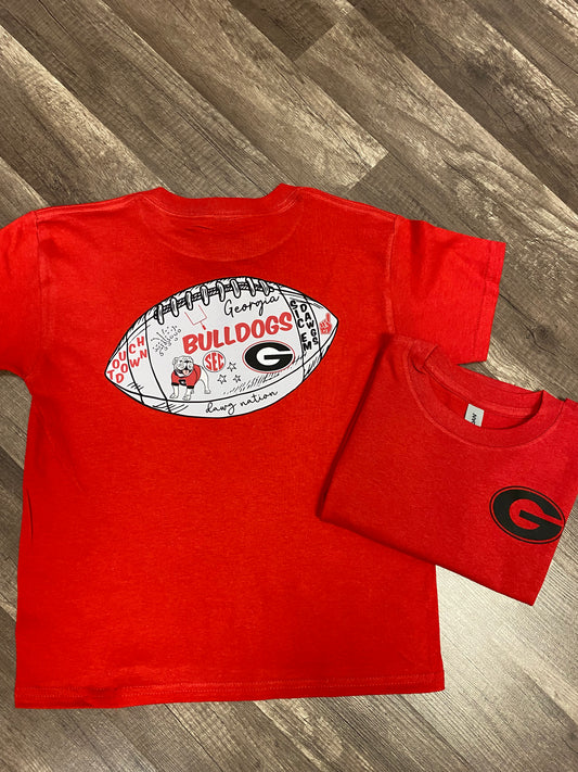 Georgia Football Front/Back Youth Tee