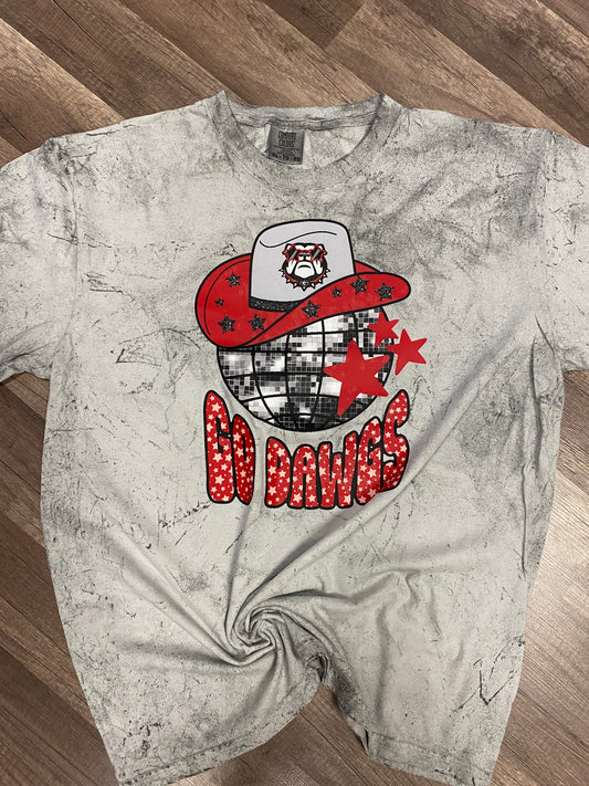 Go Dawgs Disco Ball W/ Cowboy Hat Tee