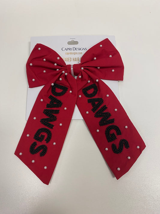 Beaded Hair Bow - University of Georgia