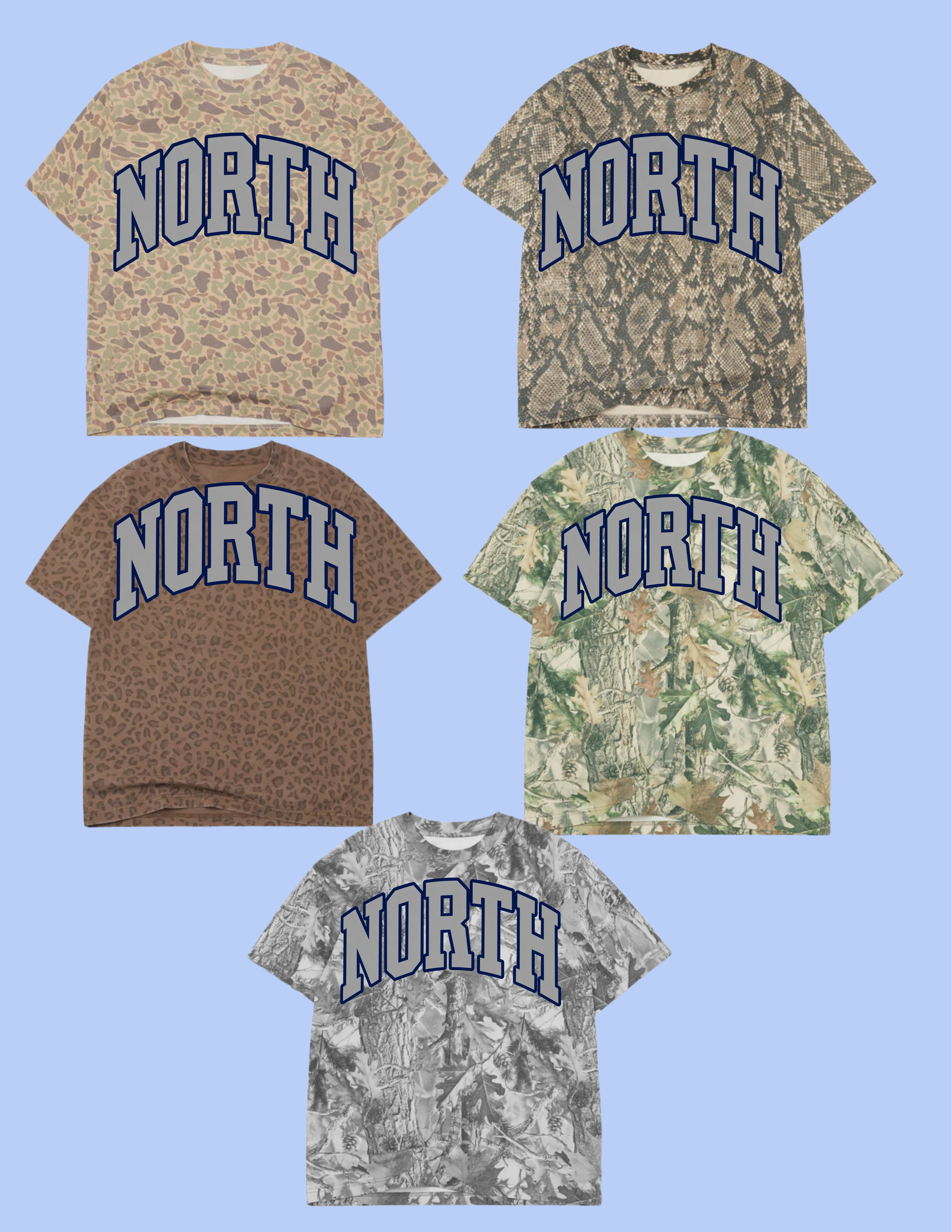 NORTH varsity arch tee- navy outline, grey fill