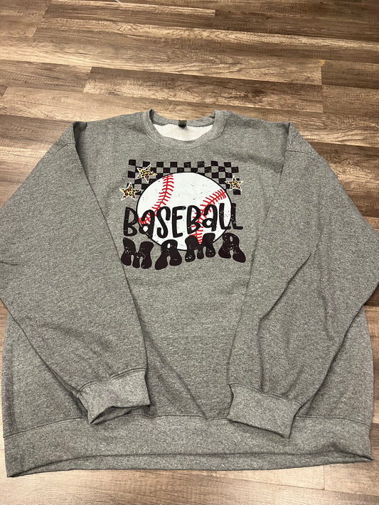 Baseball Mama Checkered Sweatshirt