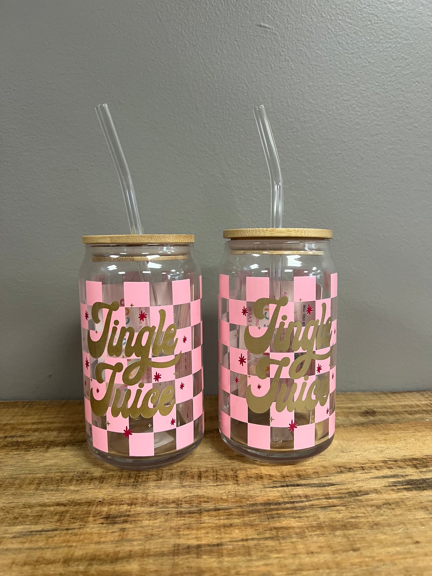 Jingle Juice Glass Can Cup With Straw