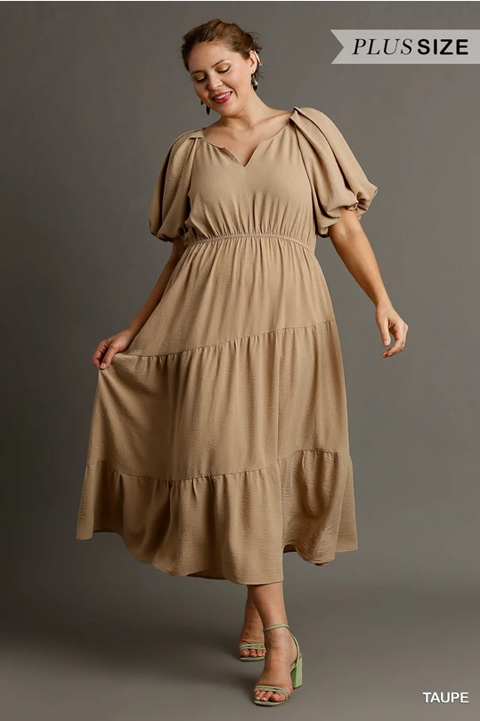 Brown Asymmetric Seam Dress