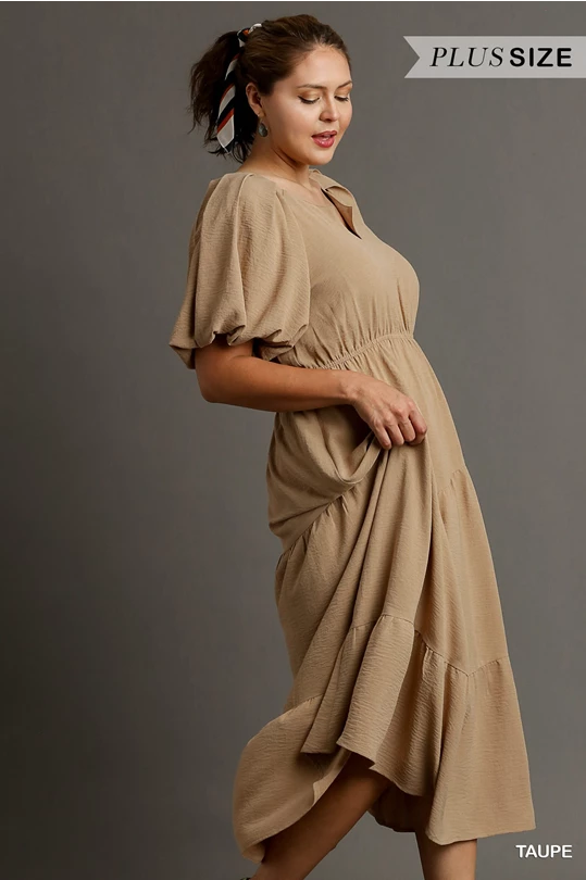 Brown Asymmetric Seam Dress