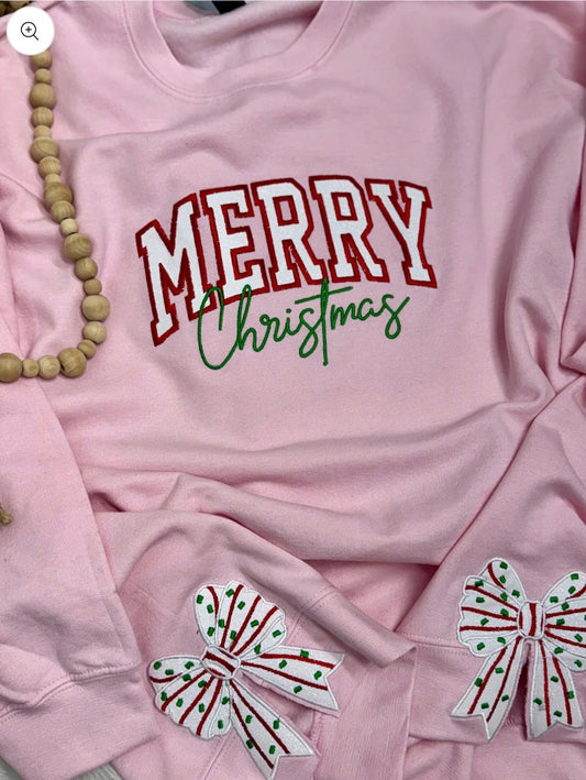 MERRY Christmas Cake Side Bows Sweatshirt