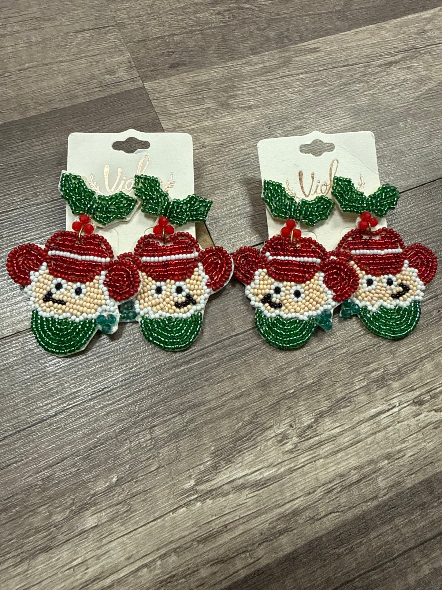 Beaded Cowboy Elves with Mistletoe studs