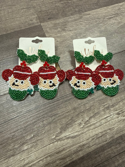 Beaded Cowboy Elves with Mistletoe studs