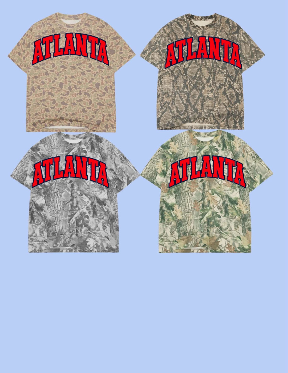 ATLANTA Navy Outline, Red Fill Printed Tee