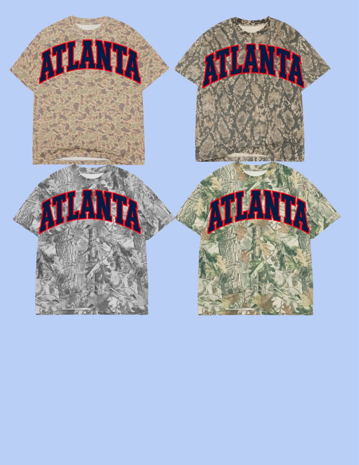 ATLANTA Red Outline, Navy Fill Printed Tee
