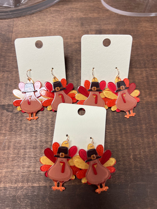 Acrylic Turkey Dangle Earrings