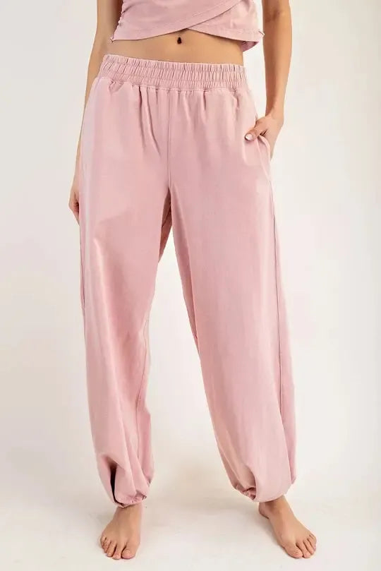 Solid Pocket Jogger Sweatpants- Dusty Rose