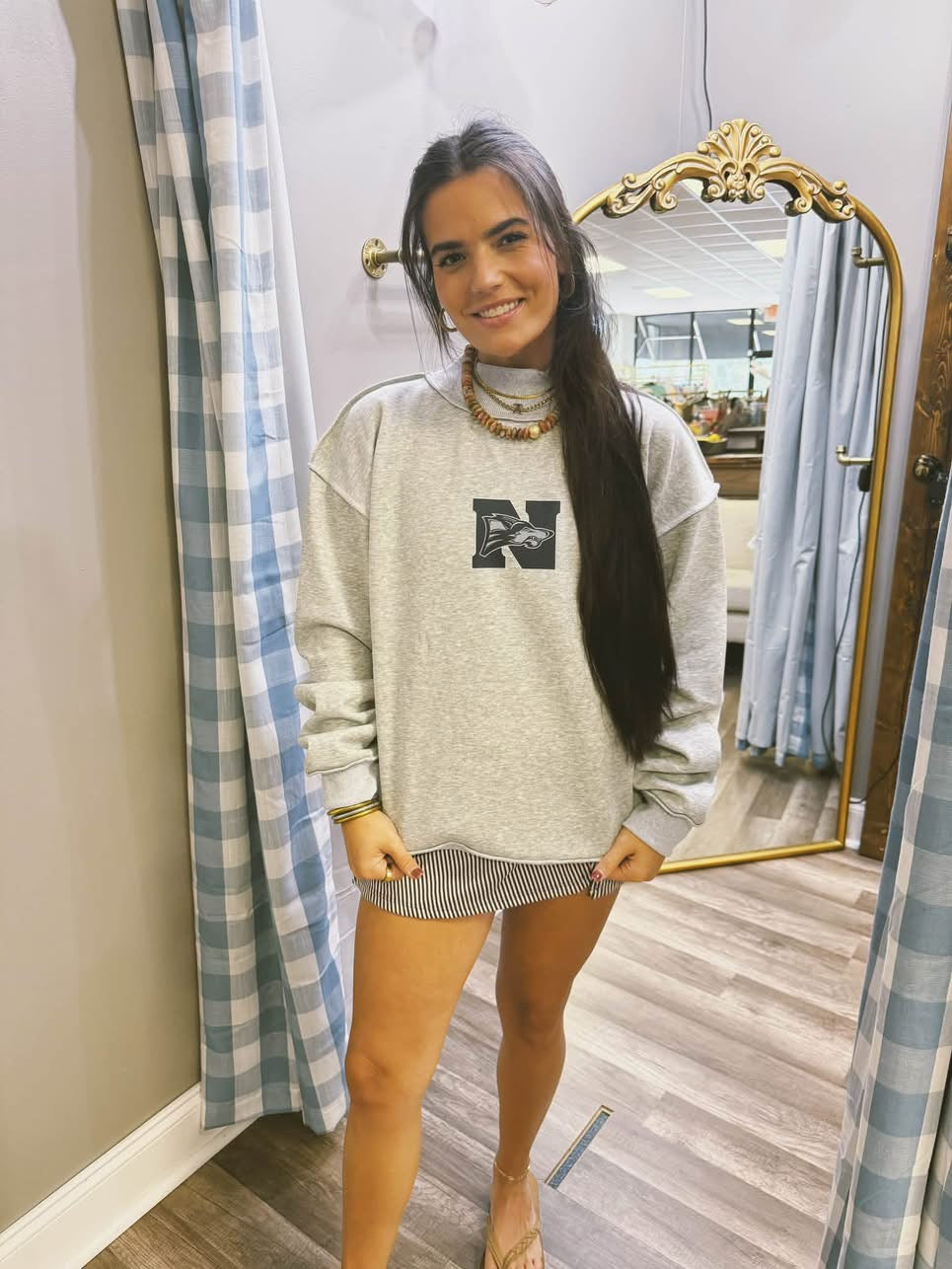 NP NORTH Varsity on Back Light Grey Mockneck