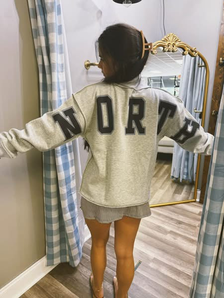 NP NORTH Varsity on Back Light Grey Mockneck