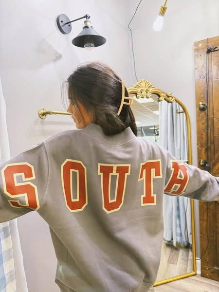 SP SOUTH Varsity on Back Charcoal Grey Mockneck