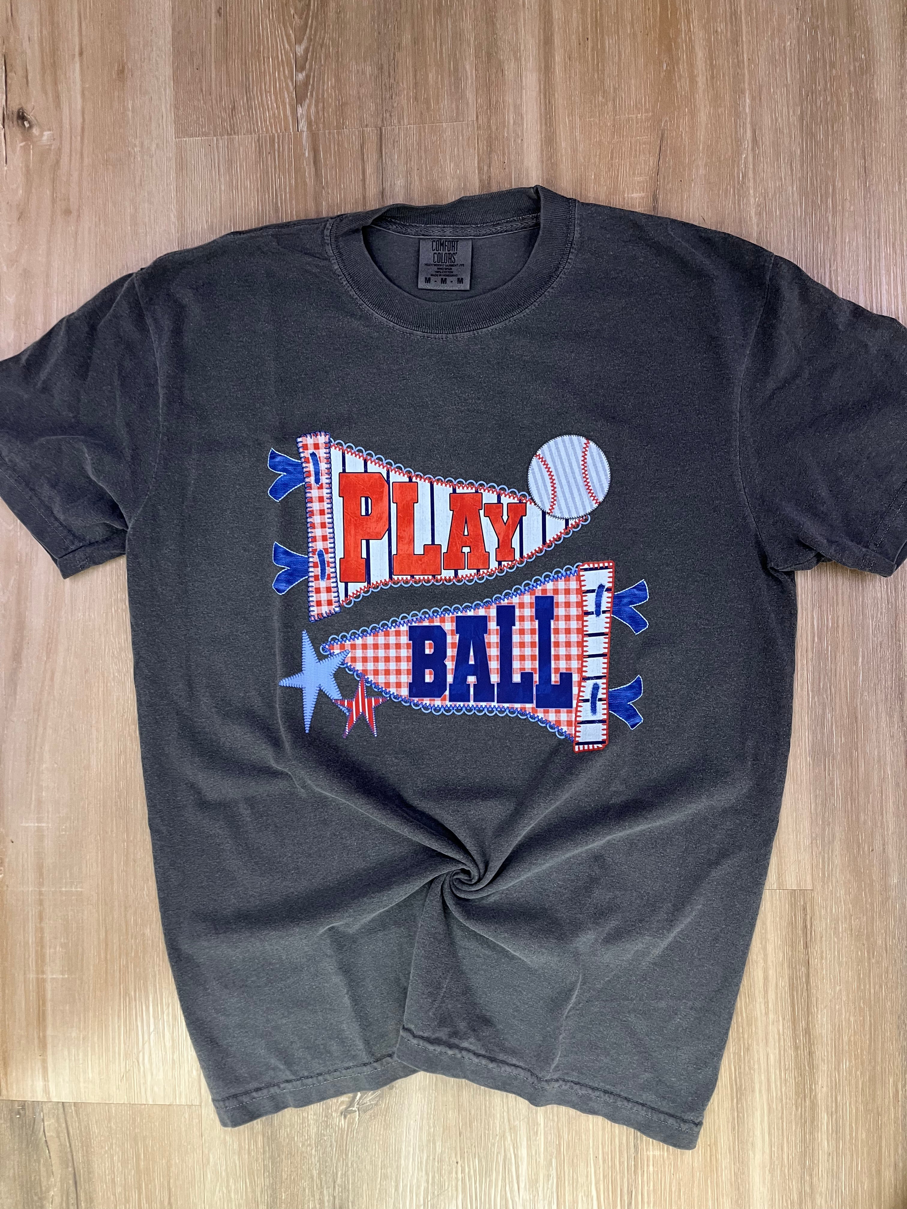 Play Ball Pennant Flag Pepper Tee