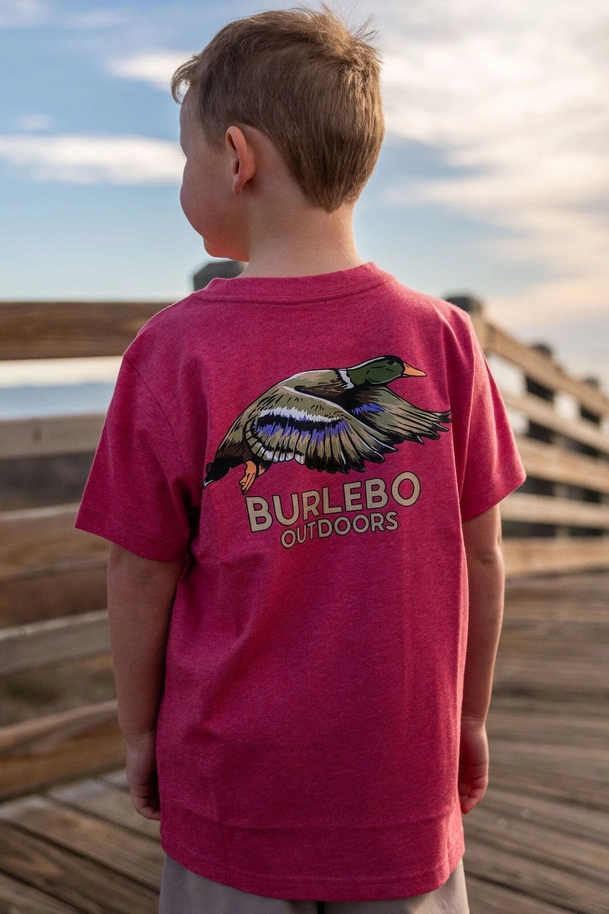 Burlebo Youth Tee - Flying Duck - Heather Crimson