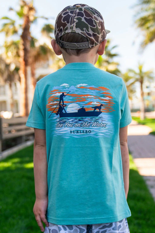 Burlebo Youth Tee - See You On The Water - Heather Chalky Mint