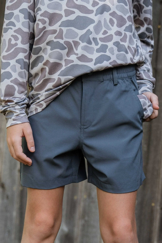 Youth Everyday Short - River Rock Grey - Classic Deer Camo Pocket