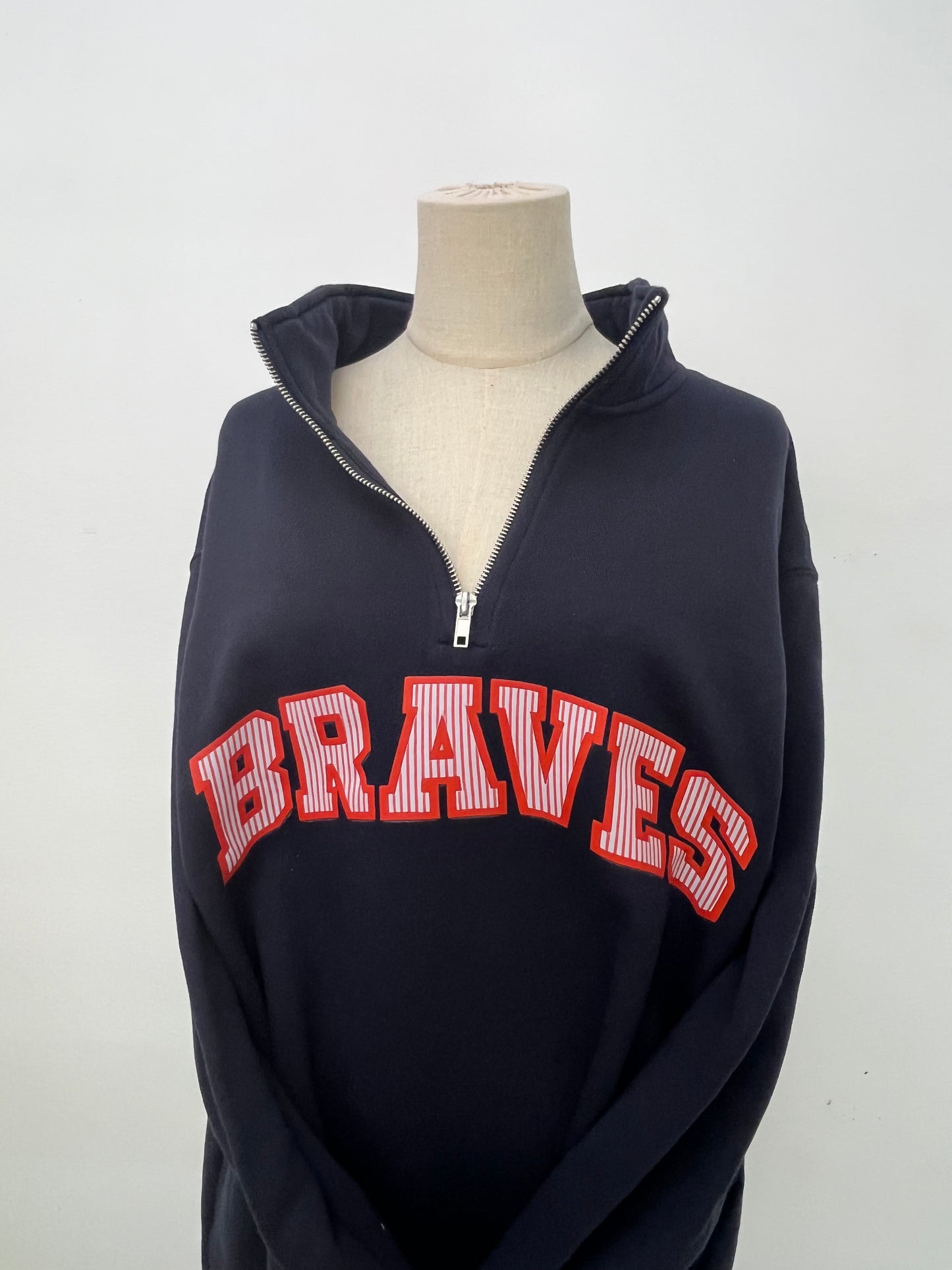 Braves Seersucker Navy Quarterzip