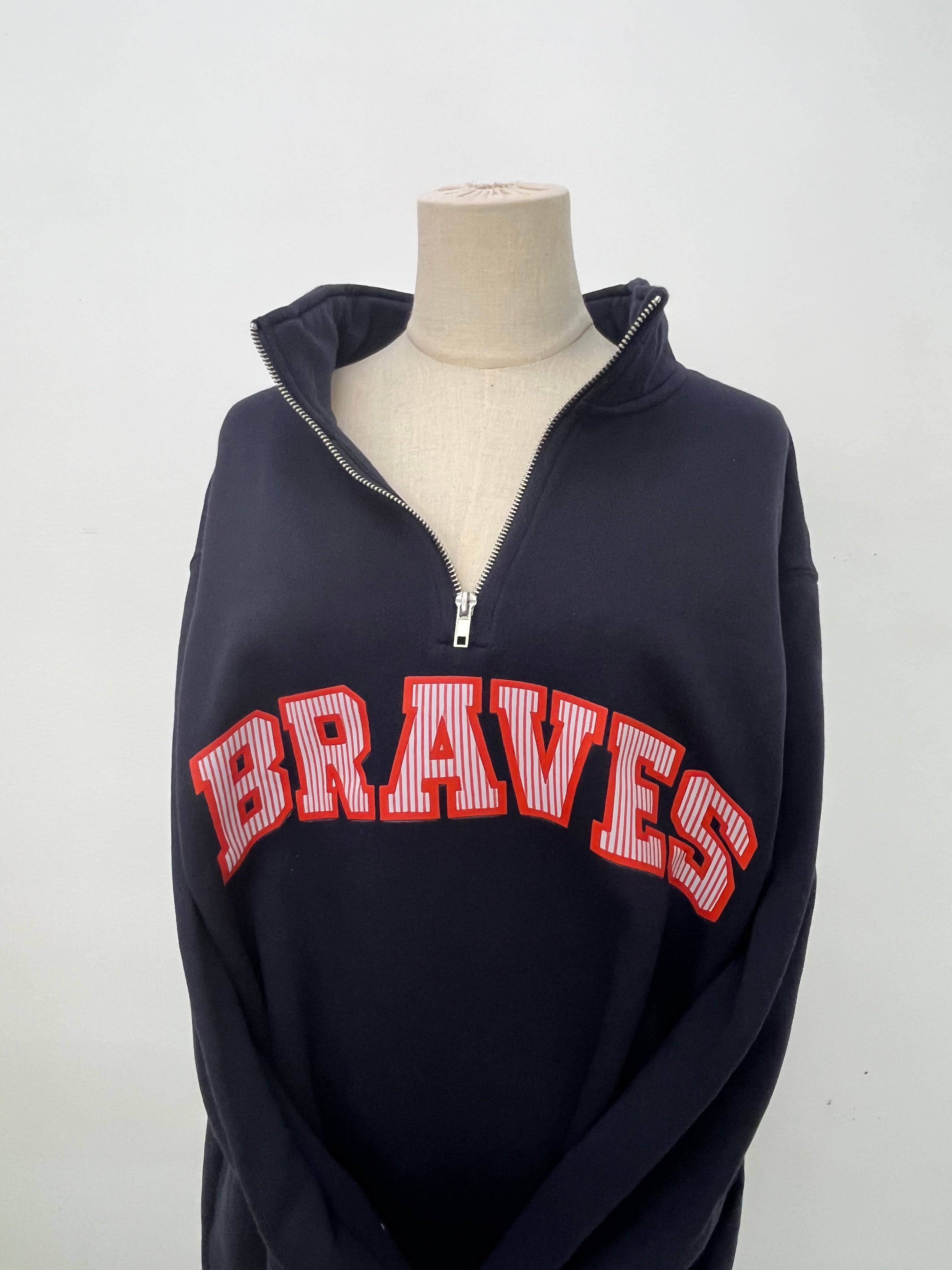 Braves Seersucker Navy Quarterzip