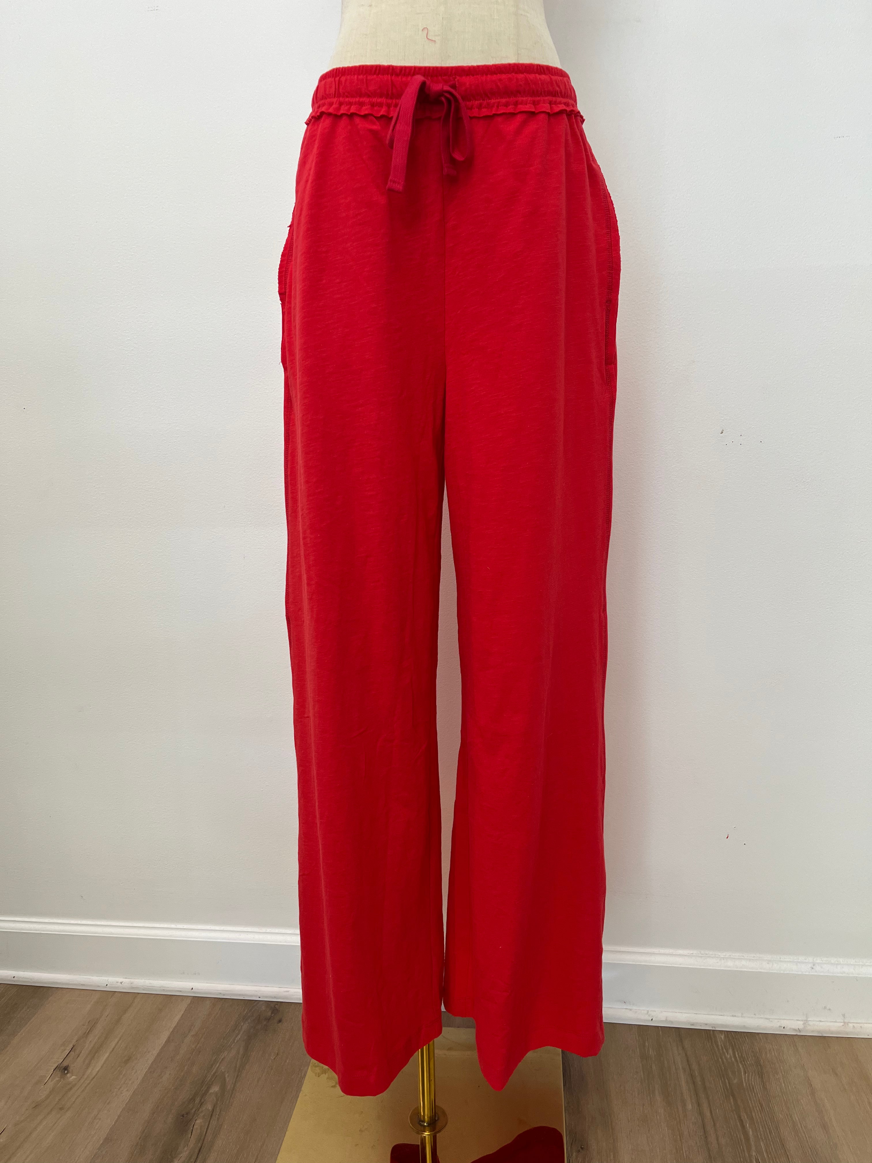 RED COTTON SLUB LOUNGE PANT