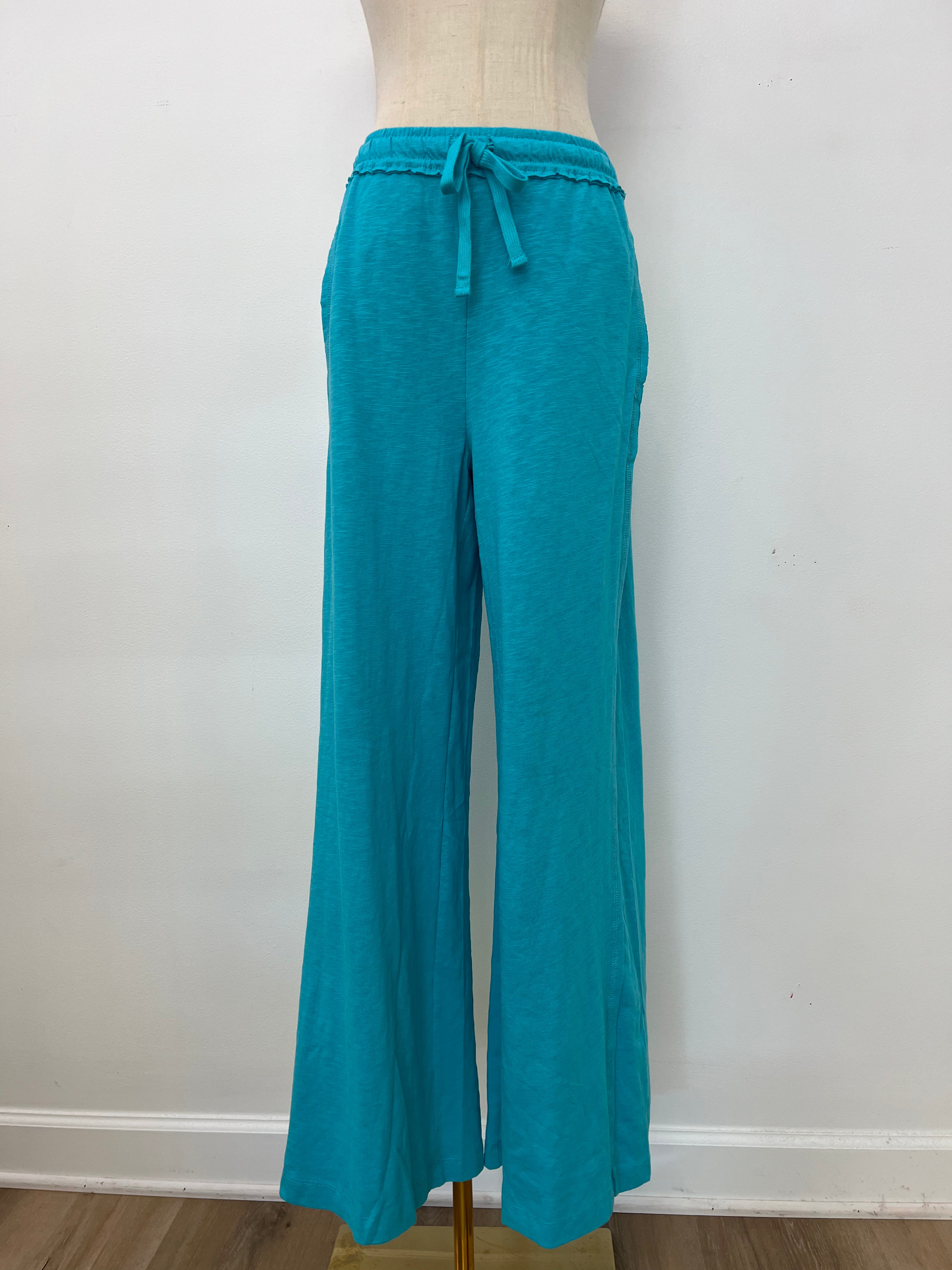TURQUOISE COTTON SLUB LOUNGE PANT
