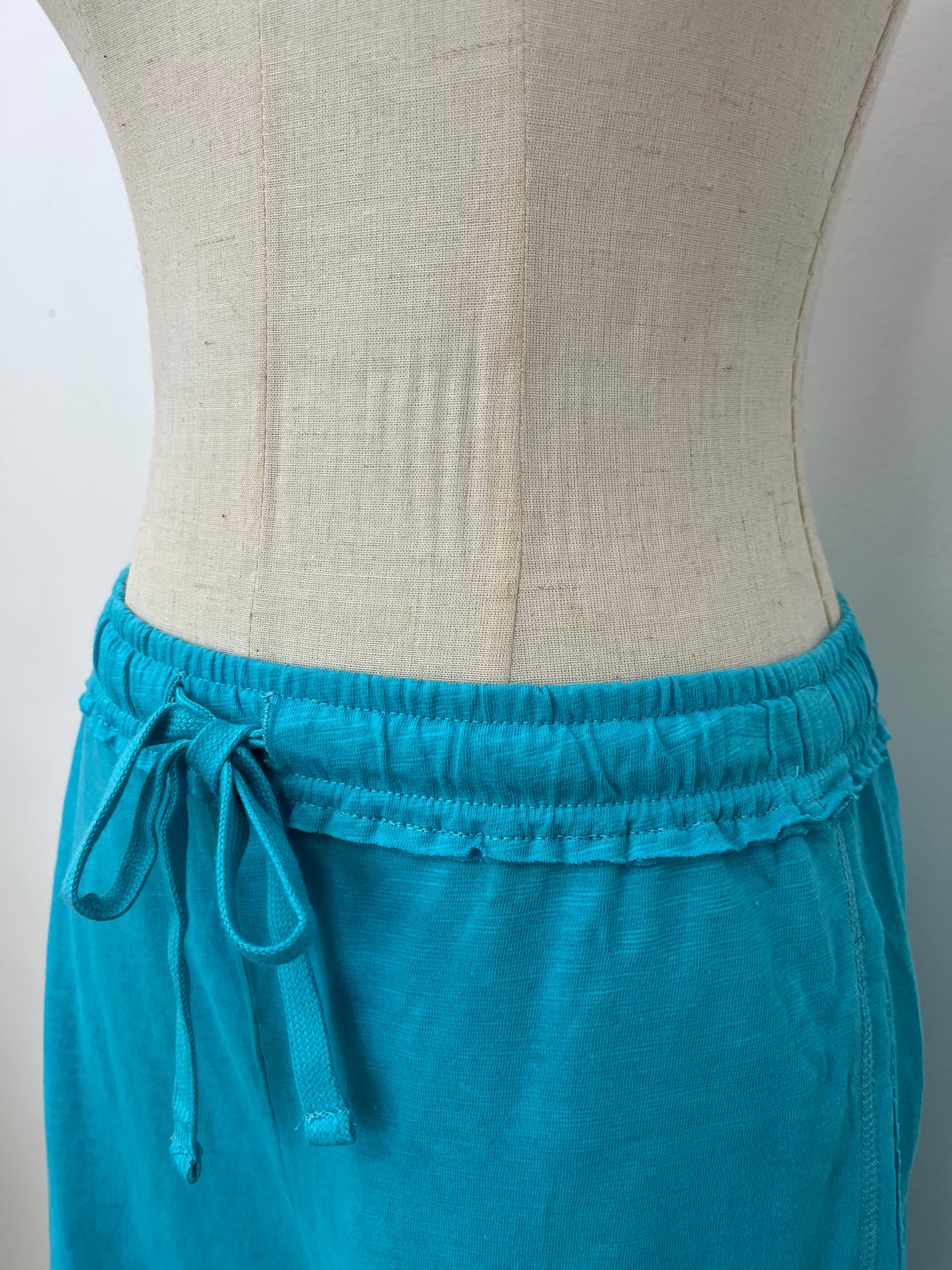 TURQUOISE COTTON SLUB LOUNGE PANT