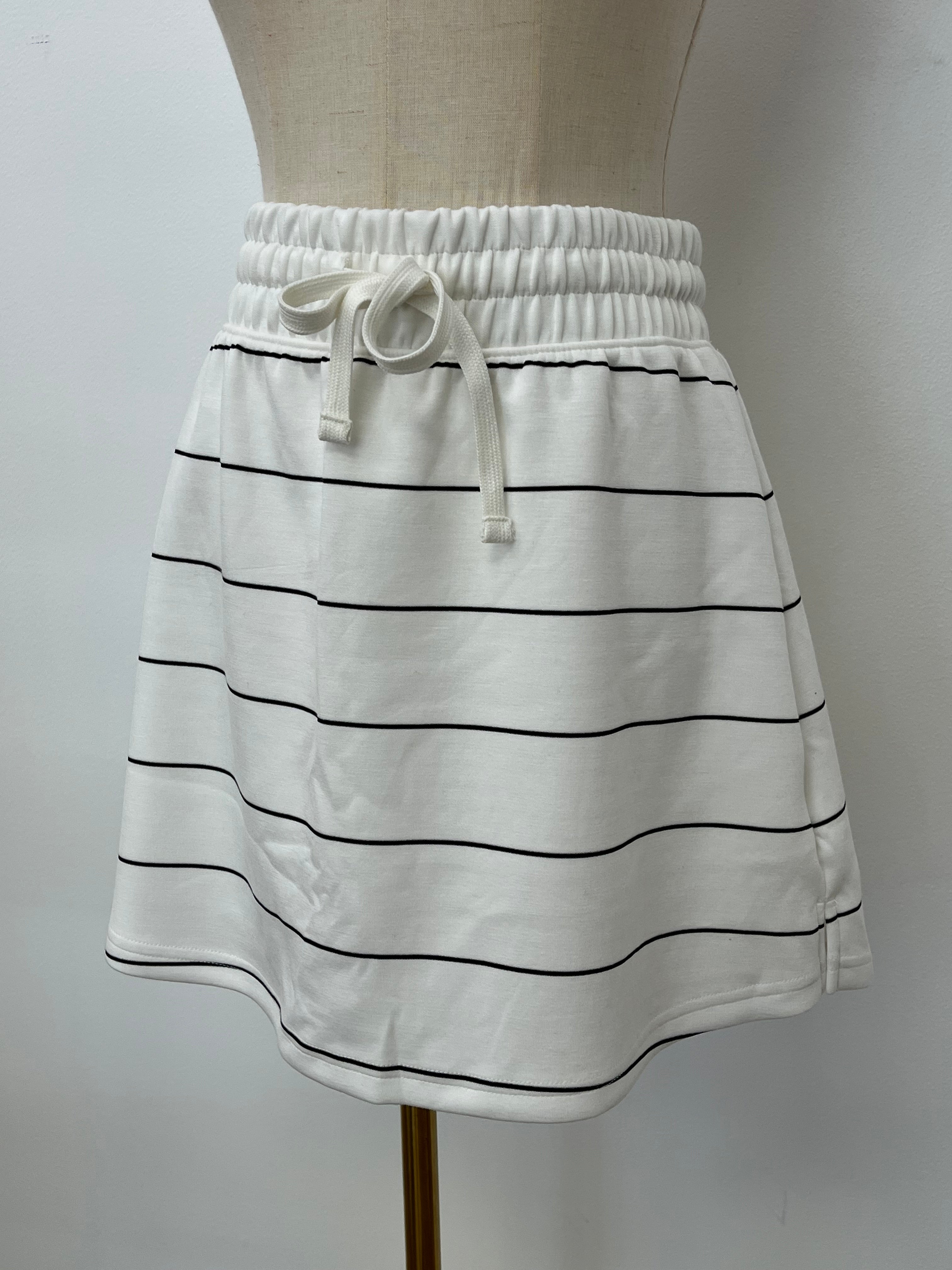Modal Cream/ Black Stripe Skort