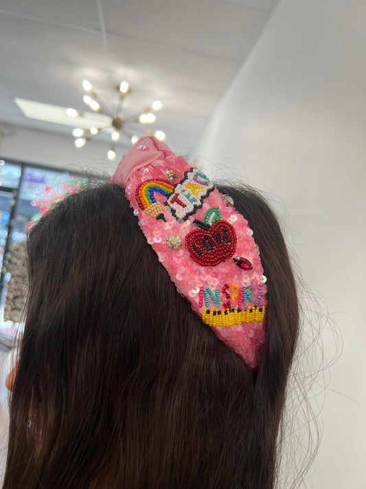 Pink Sequin Teach Headband