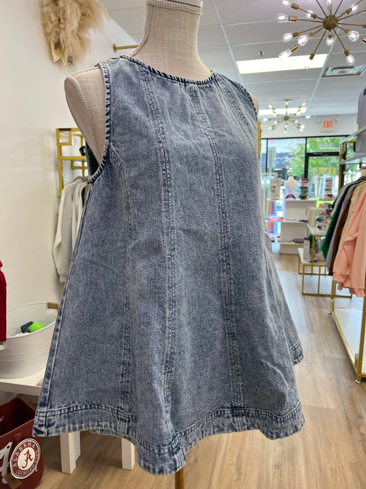 Denim Sleeveless 2pc Shorts Set