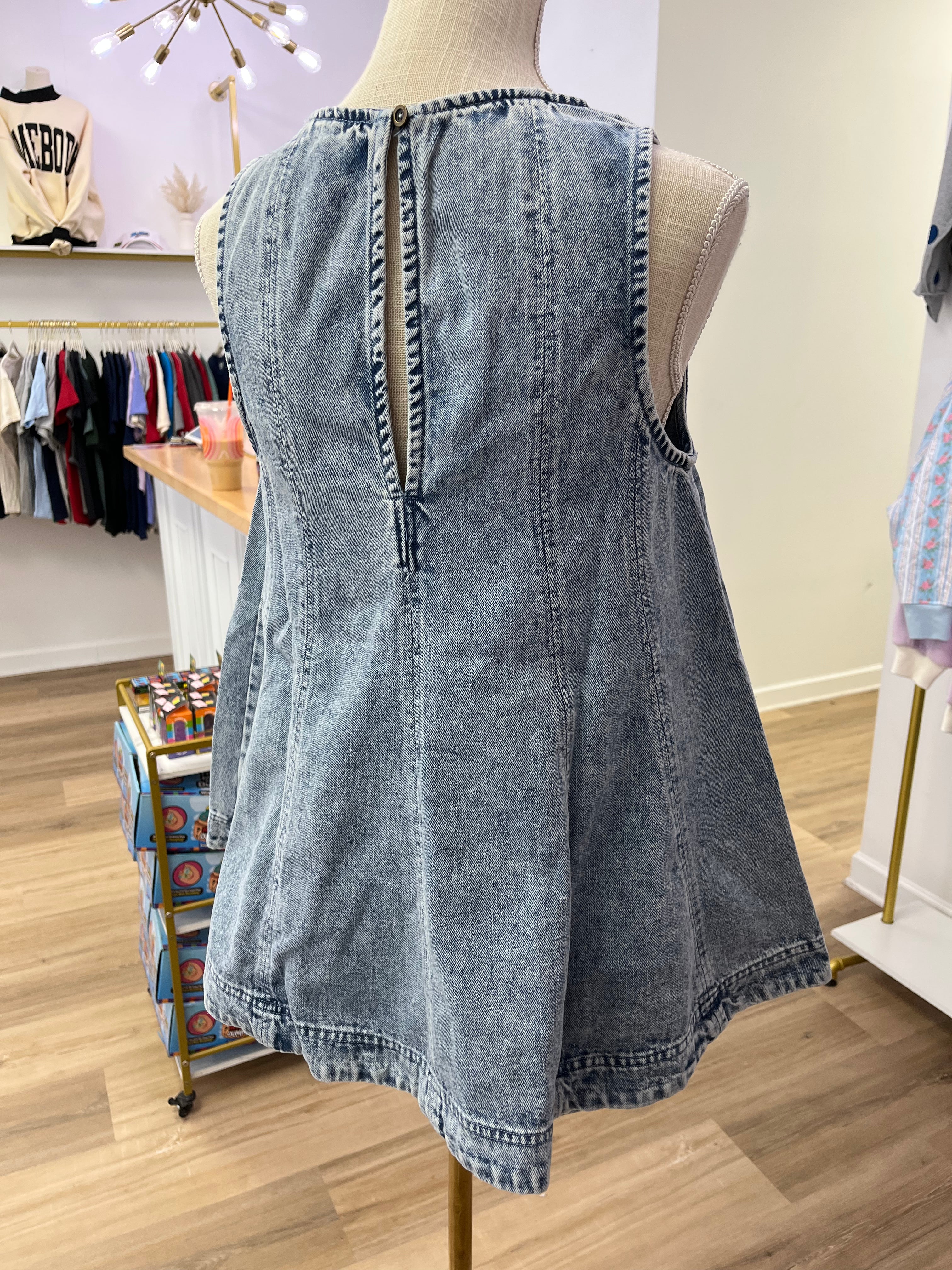 Denim Sleeveless 2pc Shorts Set