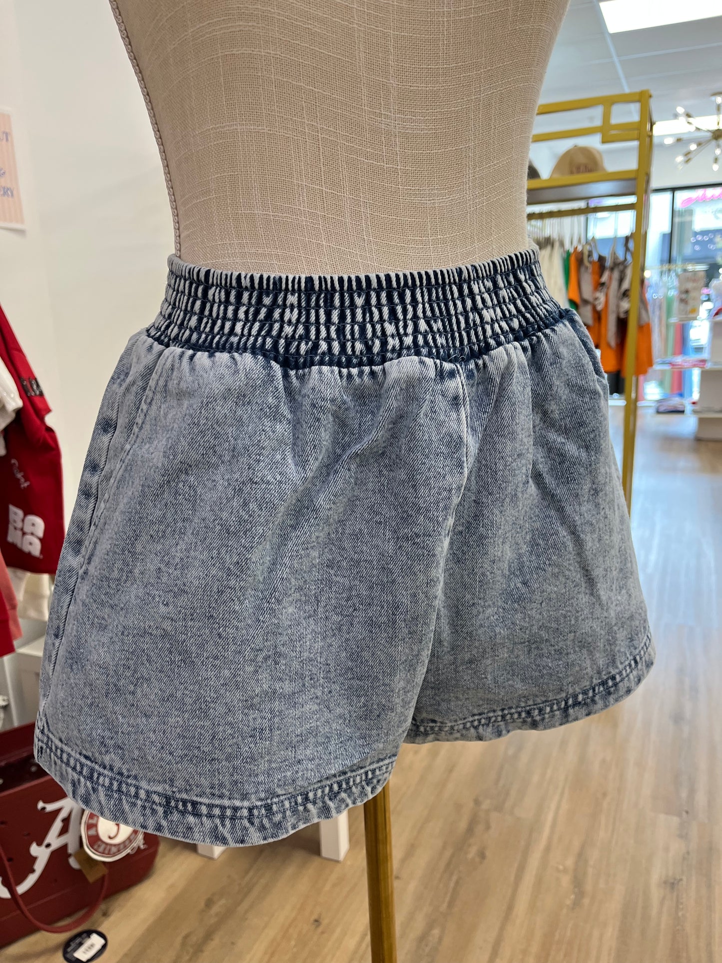 Denim Sleeveless 2pc Shorts Set
