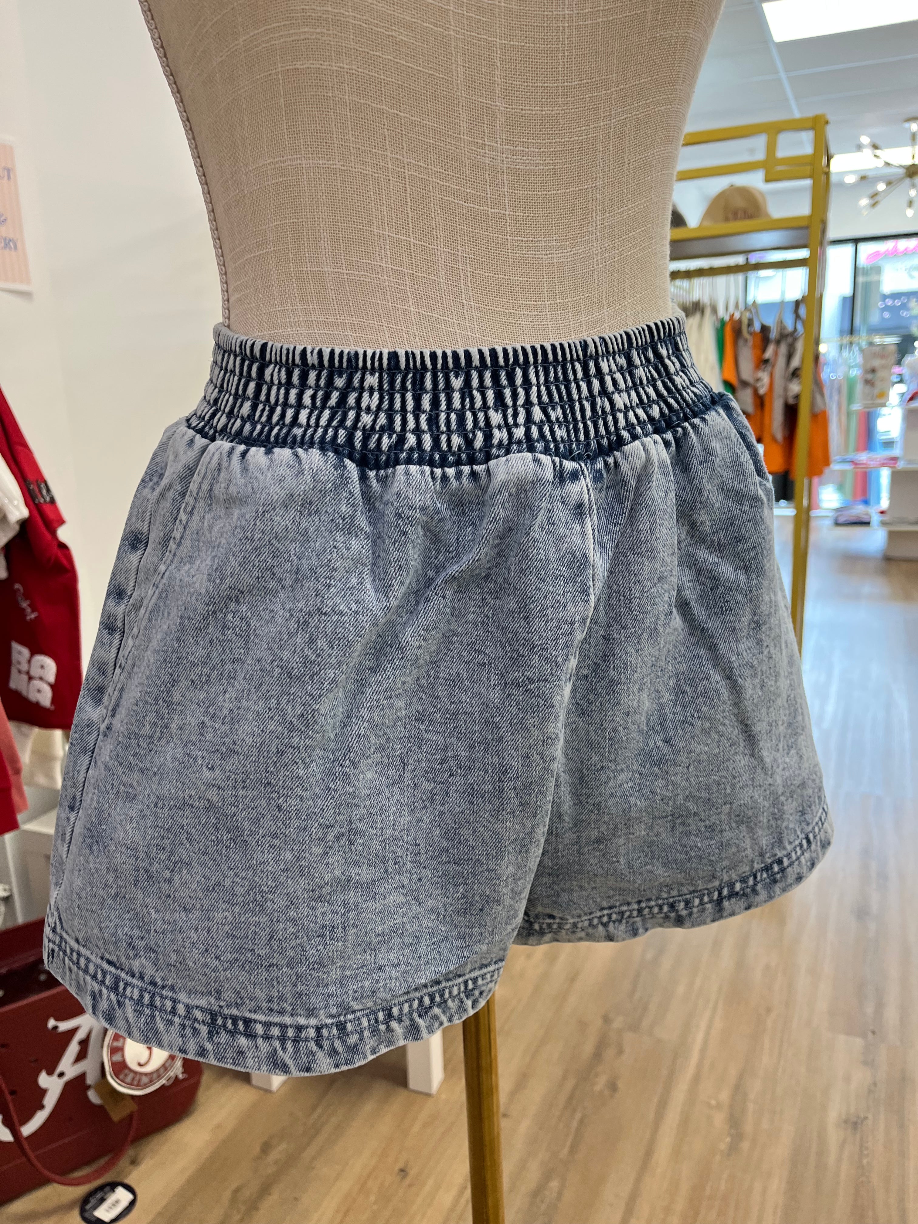 Denim Sleeveless 2pc Shorts Set