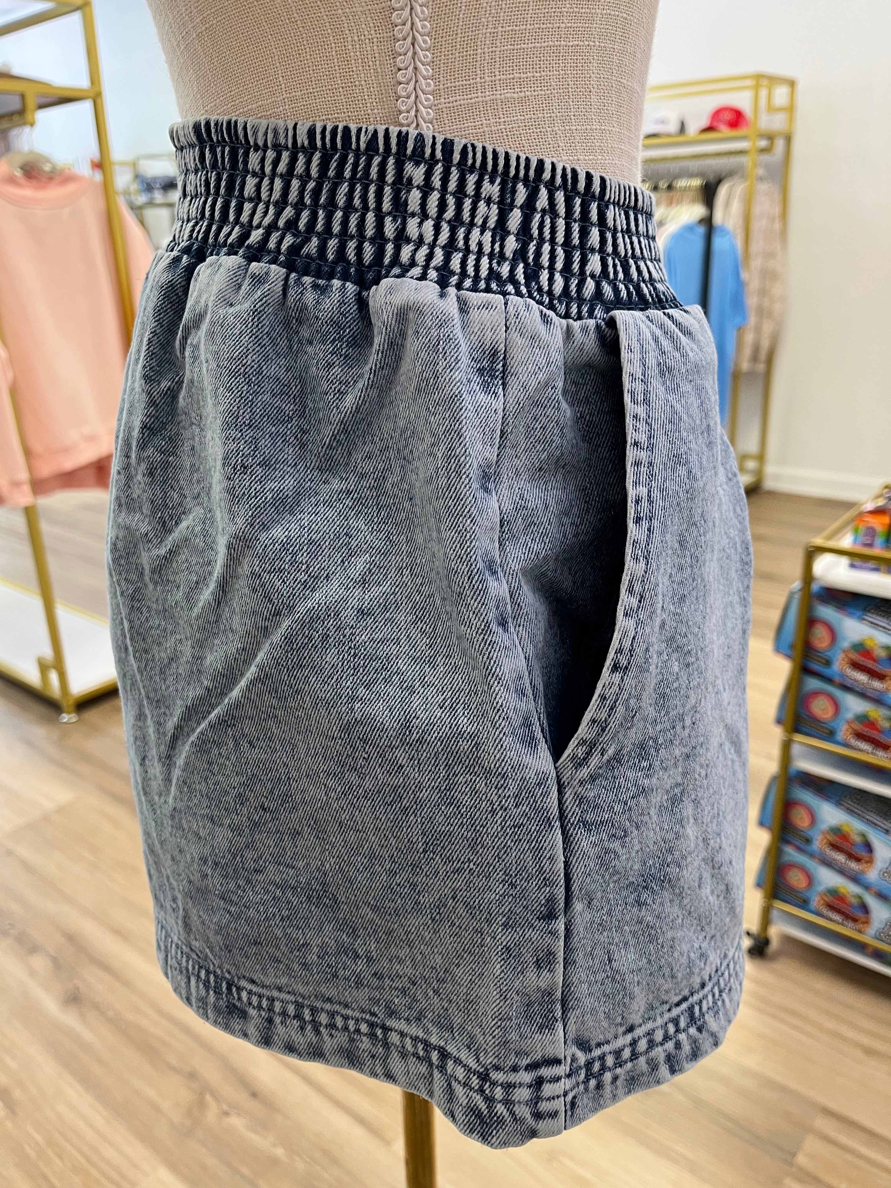 Denim Sleeveless 2pc Shorts Set