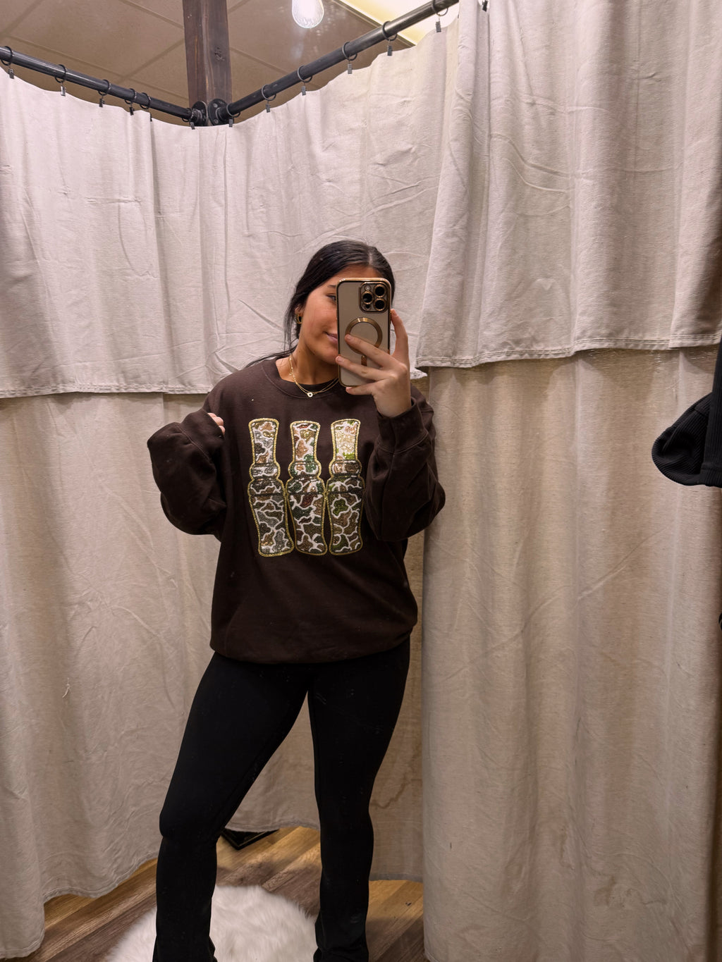Camo duck call patch sweatshirt